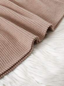 SHEIN Leap Crew 少女卡其色/秋/冬/优雅/针织坑纯色立领泡泡袖长袖 A 字下摆连衣裙 - 卡其色 - 查看 6