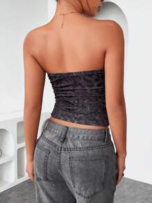 INAWLY 女士性感豹纹抹胸上衣 - 紫色 - 查看 2