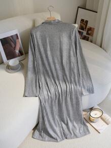 SHEIN Clasi Cardigan lungo con maniche in sequin da donna per la primavera/autunno, abiti per Ognissanti, vestiti da cerimonia - Grigio - Visualizzare 2
