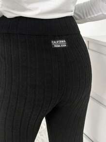 SHEIN Quần legging lót nhiệt co giãn màu trơn hiệu NOVA dành cho bé gái tuổi mới lớn - màu đen - Xem 6