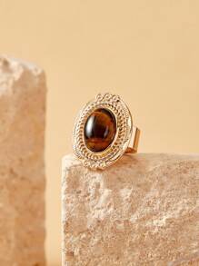 SHEIN Vintage Baroque French Royal Style Ring - Yellow Gold - View 2