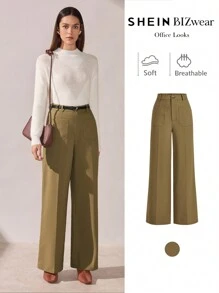 BizChic Spodnie Khaki Flare Leg, Eleganckie Spodnie Damskie Na Święto Dziękczynienia, Boże Narodzenie, Noworoczne Przyjęcie, Wiosna/Lato,