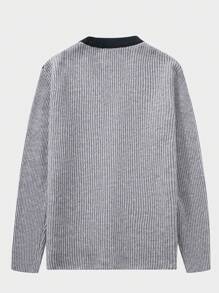 Chillumni Men's Contrast Color Long Sleeve Single Breasted Loose Casual Cardigan, Autumn/Winter - Multicolor - View 2