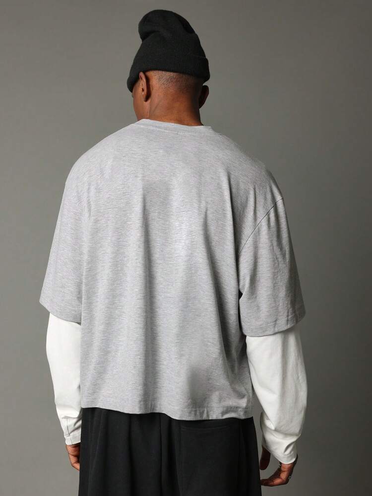 Essential Essential Crop Fit Tshirt With Layered Sleeves
