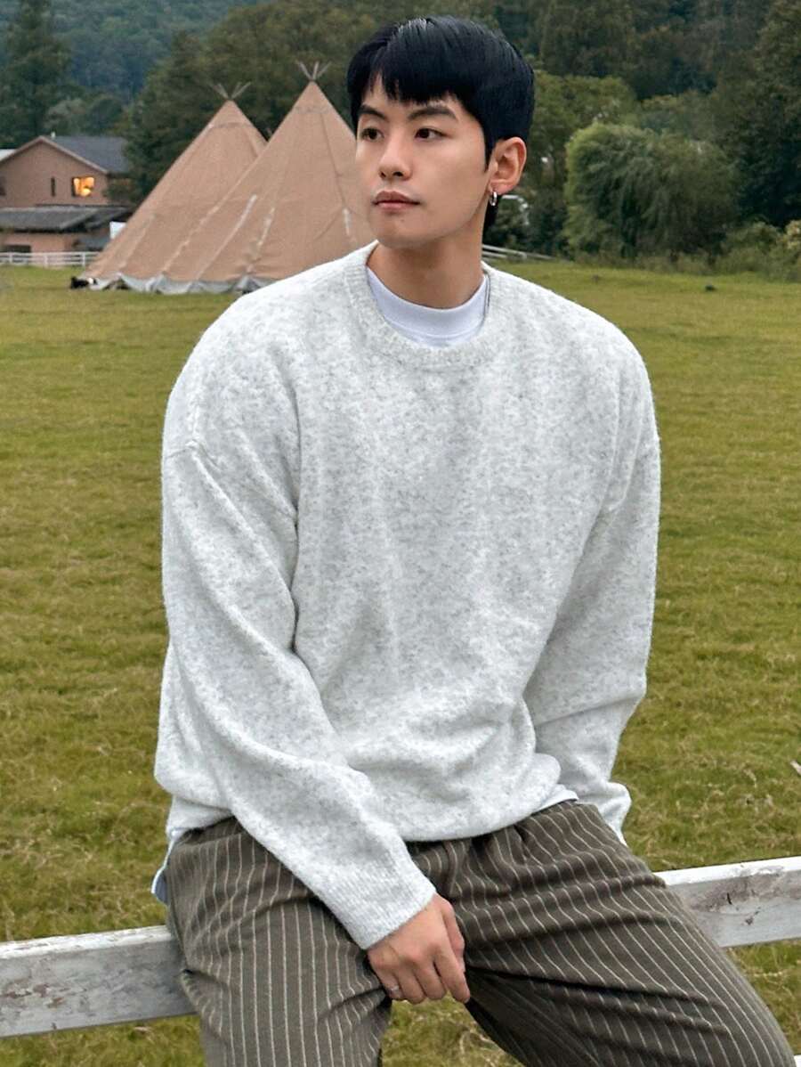 DAZY 男士纯色休闲渐变宽松落肩毛衣，百搭秋季