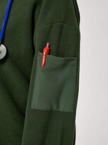 Scrubzie Toamnă și iarnă Jachetă pentru femei pentru uniformă multifuncțională pentru scrub, dublă examinare a sănătății Uniforme chirurgicale Jachetă pentru femei Uniforme de lucru pentru îngrijirea animalelor de companie Jachetă pentru nutriționist pentru lucru în laborator Jachetă de lucru funcțională cu mai multe buzunare, guler plus nasturi pentru purtare și scoatere ușoară