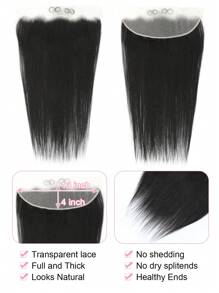 13x4 Închidere frontală cu dantelă Păr drept Partea liberă Dantela transparentă Linie de păr presmulsă Păr uman Închidere frontală cu dantelă Culoare neagră naturală - Snatural - Vizualizare 3