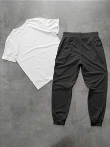 Manfinity Homme 2pcs Men Casual Letter Print Crew Neck Short Sleeve Top And Long Pants Set
