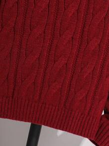 Tween Boy Red Jacquard Embroidered Turtleneck Long-Sleeved Sweater