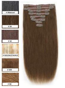 8Pcs Clip In Straight Colored Human Hair Extensions Brown Extension For Women Daily Use Real Easy To Wear Hair Extensions