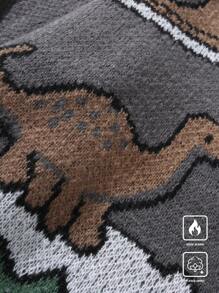 Manfinity Hypemode Men's Winter Casual Cartoon Dinosaur Pattern Sweater, For Fall, Long Sleeve Top - Dark Grey - View 6