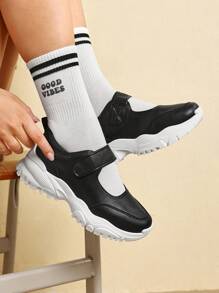 CUCCOO EASI Women's Thick Sole Hook And Loop Comfortable Casual Sports Shoes Tainers - Black - View 4