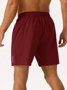 Manfinity Fitness Quần short thể thao cạp chun màu trơn thường ngày kiểu bạn trai cho nam Quần short chạy bộ cho nam Quần short tập gym nam Quần short tập gym nam Quần short chạy bộ - Màu Đỏ Sâu - Xem 2