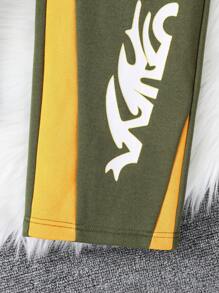 SHEIN Tween Boy Printed Letter Matching Set, Suitable For Autumn/Winter - Green - View 7