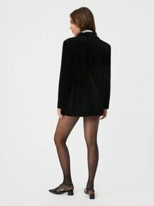 SHEIN EZwear Women's Casual Loose Turn-Down Collar Single-Breasted Long Sleeve Jacket, Autumn