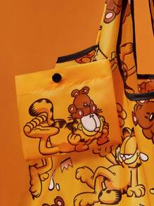 GARFIELD | SHEIN Cartoon & Letter Printed Orange  RPET Foldable Reusable Shopping Bag - Orange - View 4