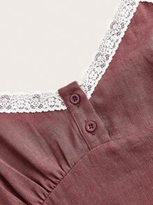 COSMINA Women's Lace Patchwork Cami White Top - Brown - View 3