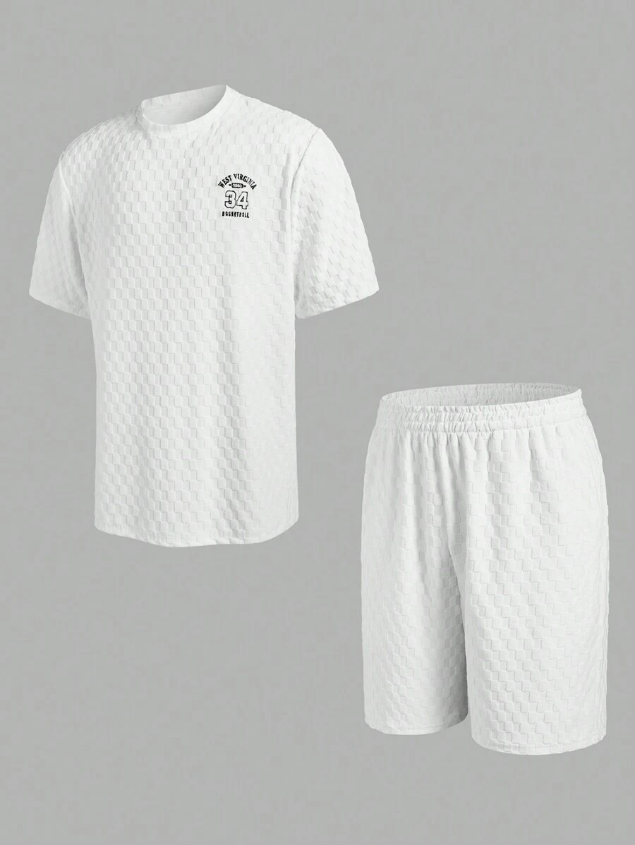 Gym Rark Boyfriend Style Men Letter Print Short Sleeve Shorts Sportswear Set Gym Set Workout Set - White - View 1