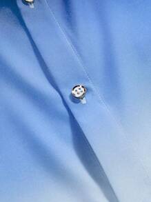 Manfinity Mode Men's Gradient Color Button Front Long Sleeve Casual Shirt, For Autumn, For Fall - Blue - View 6