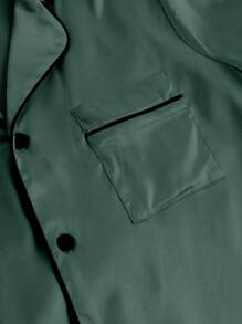 2 件套青少年女孩休闲优雅缎面短袖衬衫和裤子套装