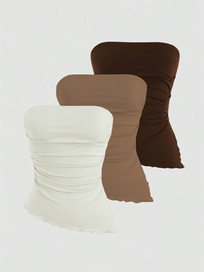 Sweetra Y2K 女款性感褶饰抹胸短款上衣