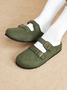 Solecia 女士金属扣装饰休闲平底乐福鞋 - 綠色 - 查看 3