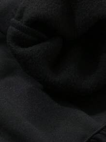 FRIFUL Sudadera holgada de manga larga con cuello redondo y hombros caídos, con paneles de malla y bajo con volantes, para otoño/invierno - Negro - Ver 4