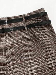 SHEIN Clasi Plus Size Elegant Casual Plaid Wide Leg Pants, For Autumn/Winter Fall Cloth For Women