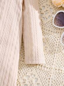 SHEIN Baby Girl Cute Apricot Minimalist Solid Color Cap Sleeve Dress, Autumn/Winter