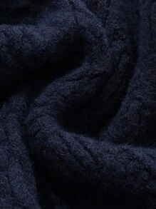 DAZY 男士纯色圆领长袖基本款毛衣，秋季休闲装 - 藏蓝色 - 查看 3