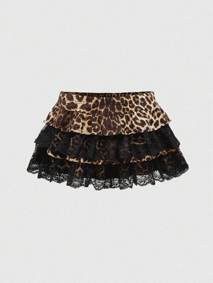 Our Grunge Punk Y2K Gyaru Vintage Leopard Print Lace