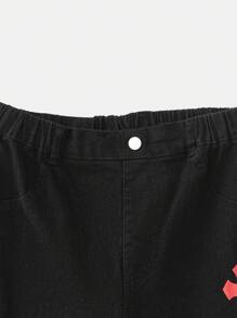 Quần Jeans Ống côn in họa tiết chữ thập màu đen cho bé trai tuổi teen, trang phục thường ngày, đơn giản và thời trang - màu đen - Xem 5