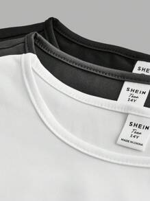 Sparklyn 3件套少女优雅休闲百搭纯色长袖修身T恤套装，百搭易配 - 彩色 - 查看 9