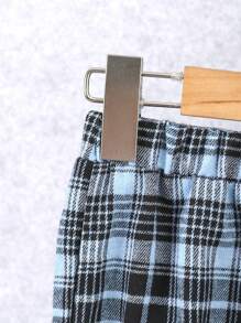 2 件套男孩休闲装，包括带有可爱熊刺绣补丁的黄色上衣和黑色和蓝色格子裤。舒适时尚，展现男孩的天真无邪，让他们成为时尚小偶像。适合学校、娱乐时间和户外场景。 - 黃色 - 查看 3