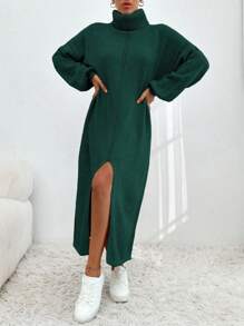 EURMUSE Women's Long Turtleneck Sweater Dress With Drop Shoulder Sleeve Shape