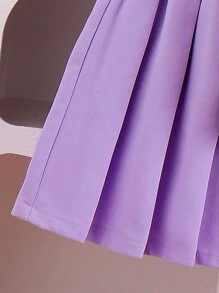 Elladie kids 2 件套少女套装：花卉图案针织开衫和百褶裙，时尚甜美休闲装，Ins 灵感时尚 - 黑色 - 查看 6