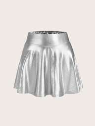 SHEIN Privé Legender gestrickter PU Material Hoher Taille Damen Rock