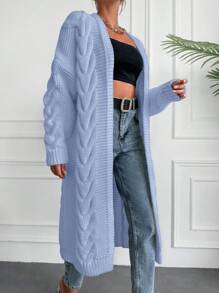 SHEIN Cottnline 1 件女式纯色长袖休闲开衫夹克，简约日常穿着 - 淺藍色 - 查看 4