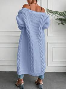 SHEIN Cottnline 1 件女式纯色长袖休闲开衫夹克，简约日常穿着 - 淺藍色 - 查看 2
