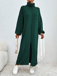 EURMUSE Women's Long Turtleneck Sweater Dress With Drop Shoulder Sleeve Shape