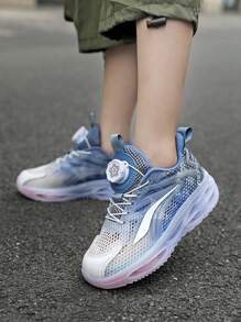 1 Pair Children's Fashion Gradient Color Breathable Mesh Casual Sports Shoes, Non-Slip Durable For Outdoor, Comfortable Rebound Shock Absorption Cute For Little Girls, Cool For Baby