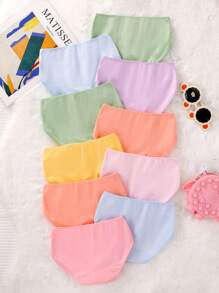 SHEIN 10 stuks/set jonge meisjes snoepkleuren minimalistische mode driehoek stijl ondergoed voor jonge meisjes