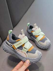 儿童舒适拼色休闲运动鞋，适合春秋季节 - 灰色 - 查看 4