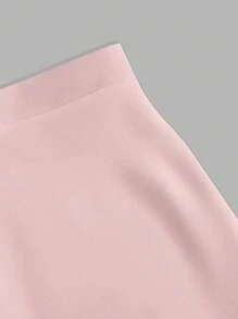 Firerie 女士纯色直筒休闲高腰半身裙 - 藕粉色 - 查看 3