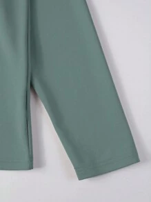 Manfinity Homme Men's Letter Print Long Sleeve Casual Polo Shirts, Autumn - Green - View 4