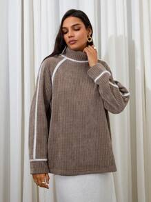 COSMINA Women's Loose Casual Long Sleeve Stand Collar T-Shirt, Spring And Fall - Multicolor - View 4