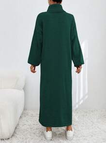 EURMUSE Women's Long Turtleneck Sweater Dress With Drop Shoulder Sleeve Shape