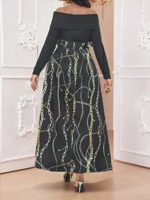 SHEIN Lady Elegantes Abendkleid in Große Größen für Damen, Herbst und Winter, elegantes schwarzes Ballkleid mit langen Ärmeln und A-Linie, Große Größen Kleider, schwarze Kleider, Kleid, Halloween Kleid, Maskenball Kleid, Outfits, Fairy Kostüm Kleid, Hexen Kleid, Halloween Kleid - Verschiedenfarbig - Übersicht 3