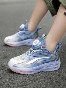 1 Pair Children's Fashion Gradient Color Breathable Mesh Casual Sports Shoes, Non-Slip Durable For Outdoor, Comfortable Rebound Shock Absorption Cute For Little Girls, Cool For Baby