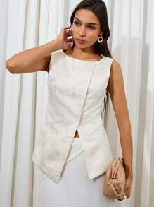 COSMINA خزان خياطة نسائي بأكمام بلا أكمام ومطرز بزهرة، تصميم بسيط للارتداء اليومي العادي